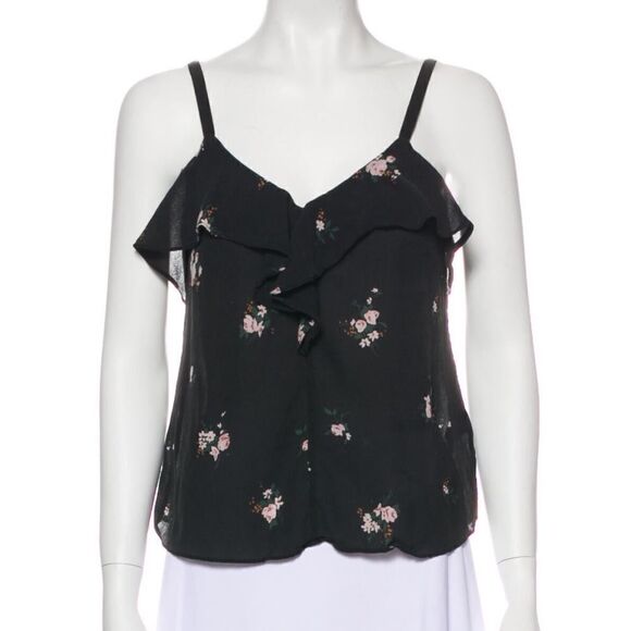 A.L.C. Silk Floral Black Spaghetti Strap Tank Top - Picture 8 of 12